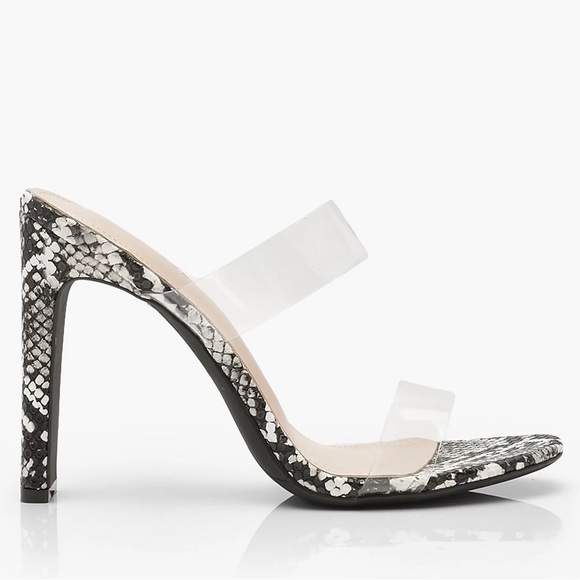 BOOHOO Snake Flat Heel Clear Strap Heels size USA 10 or EU 41 - Picture 4 of 10